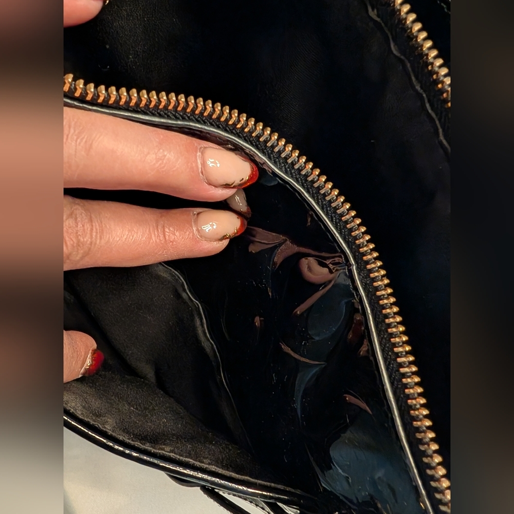 Coach Black Patent Leather Peyton Op Art Double Zip Satchel Excellent Condition - Picture 6 of 16